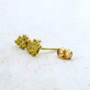 24k solid gold granulation studs earrings
