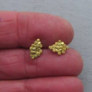 24k solid gold granulation studs earrings