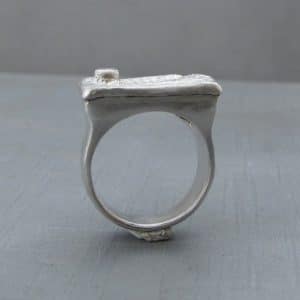 Handmade silver and Citrine bird ring