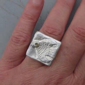 Handmade silver and Citrine bird ring
