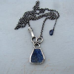 Trapeze Lapis Lazuli Intaglio rustic silver necklace