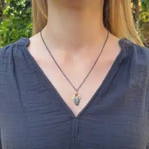 22 karat gold and silver Zircon face necklace