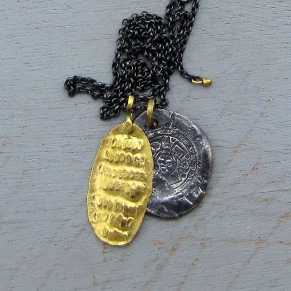 Solid 22k gold and silver necklace