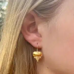 24 karat gold dangle elliptic ethnic earrings