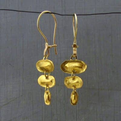 22k solid gold oval dangle earrings