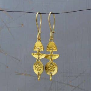 22k solid gold handmade dangle earrings