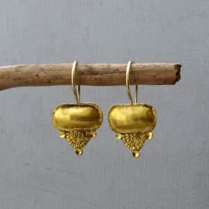 24 karat gold dangle elliptic ethnic earrings