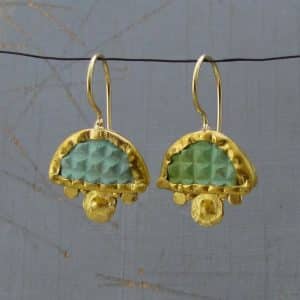 Turquoise & 24k gold drop earrings