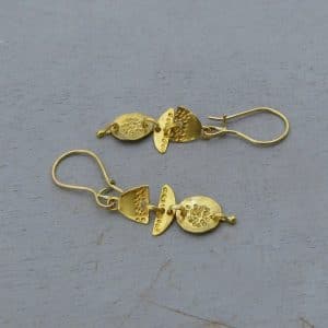 22k solid gold handmade dangle earrings