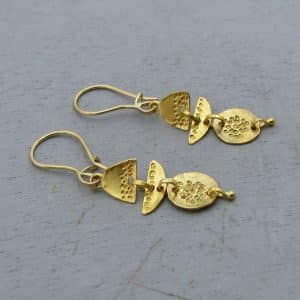 22k solid gold handmade dangle earrings