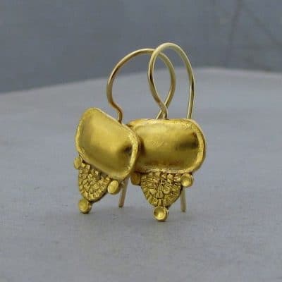 24 karat gold dangle elliptic ethnic earrings
