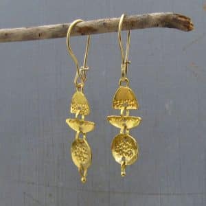 22k solid gold handmade dangle earrings