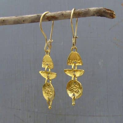 22k solid gold handmade dangle earrings