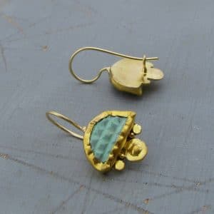 Turquoise & 24k gold drop earrings