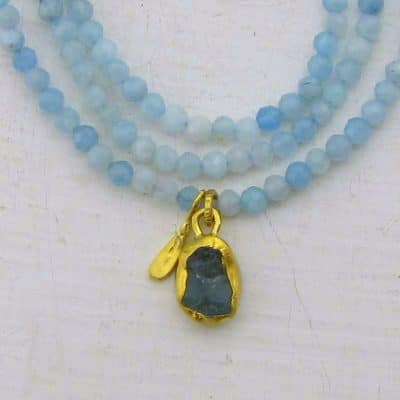 Aquamarine & 24k gold necklace