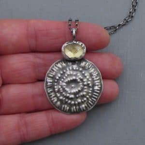 Handcrafted silver necklace with Citrine