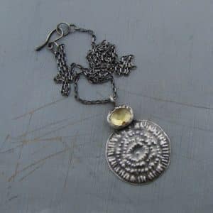 Handcrafted silver necklace with Citrine