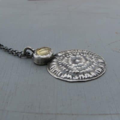Handcrafted silver necklace with Citrine
