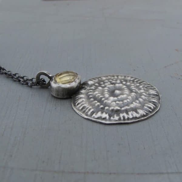 Handcrafted silver necklace with Citrine