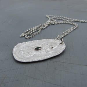 Chrome Diopside silver lizard necklace