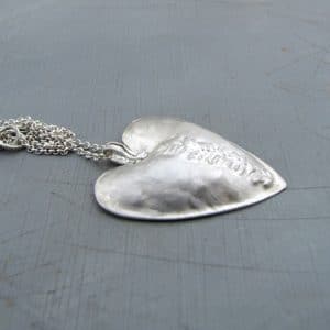 Large artisan silver heart pendant necklace