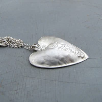 Large artisan silver heart pendant necklace