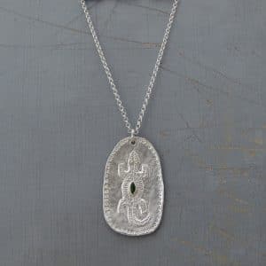 Chrome Diopside silver lizard necklace