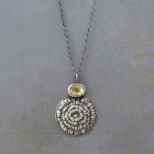 Handcrafted silver necklace with Citrine