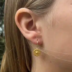 Round handmade 24k gold earrings