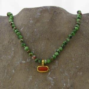Ruby Zoisite & 24k gold necklace