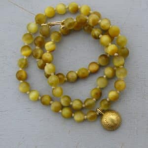 Yellow Cat's Eye 22k gold necklace
