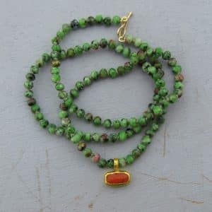 Ruby Zoisite & 24k gold necklace