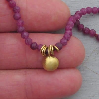 Handmade 22k gold and Ruby necklace
