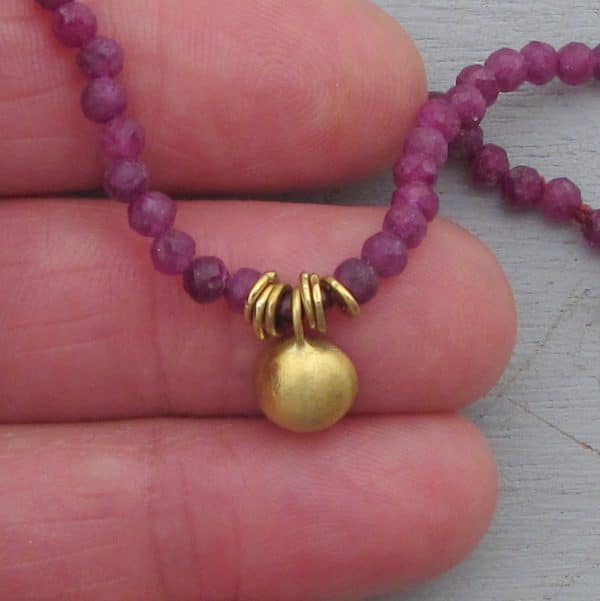 Handmade 22k gold and Ruby necklace