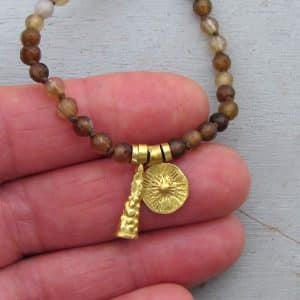 Handmade brown Quartz & 22k gold necklace