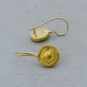 Round handmade 24k gold earrings