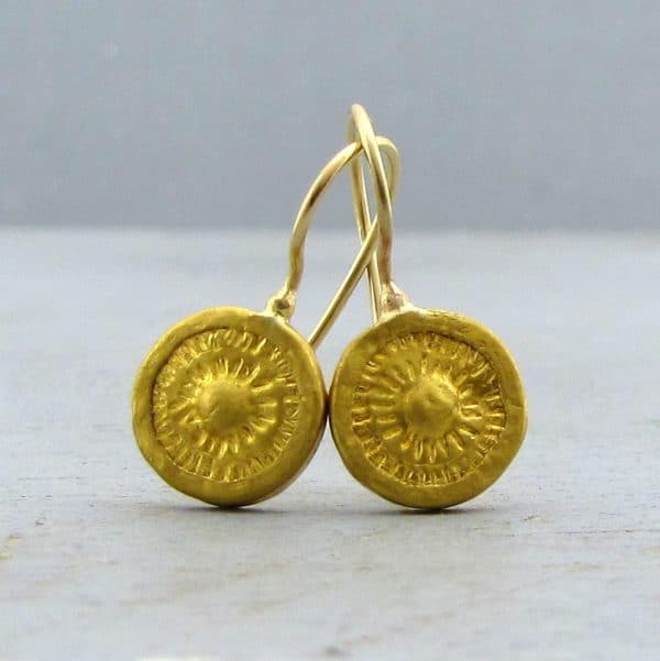 Round handmade 24k gold earrings