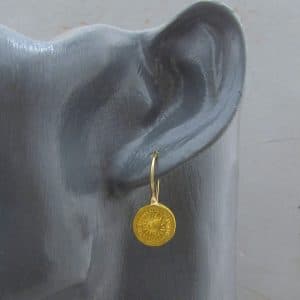 Round handmade 24k gold earrings