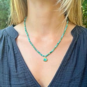 One of a kind Turquoise and 24k gold necklace